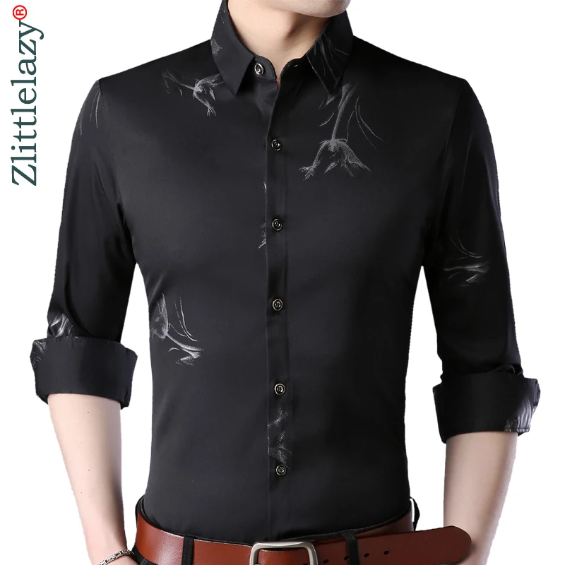 2019 г. модные повседневные slim fit Длинные рукава бренд мужской рубашки социальных уличная одежда рубашки рыбы мужские платье высокого