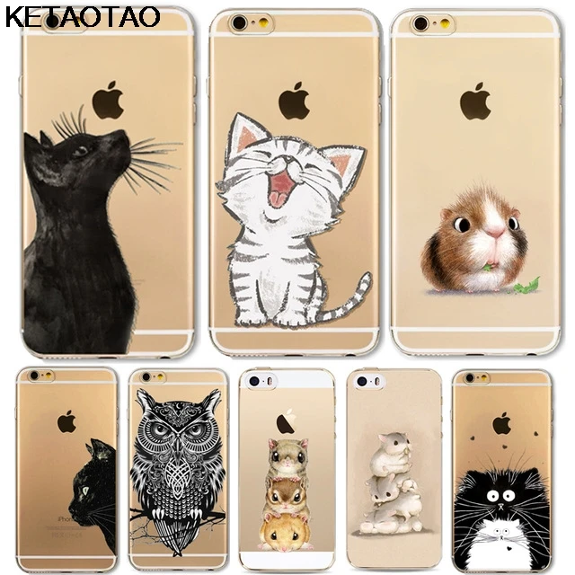 KETAOTAO милые чехлы для iPhone 4S 5C 5S 6 6S 7 8 Plus XR XS Max прозрачные мягкие из ТПУ | Мобильные