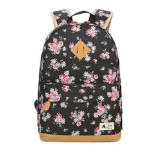 vintage black floral canvas backpack kids flower laptop bag 14 children school bags girls school backpack girl schoolbag bookbag