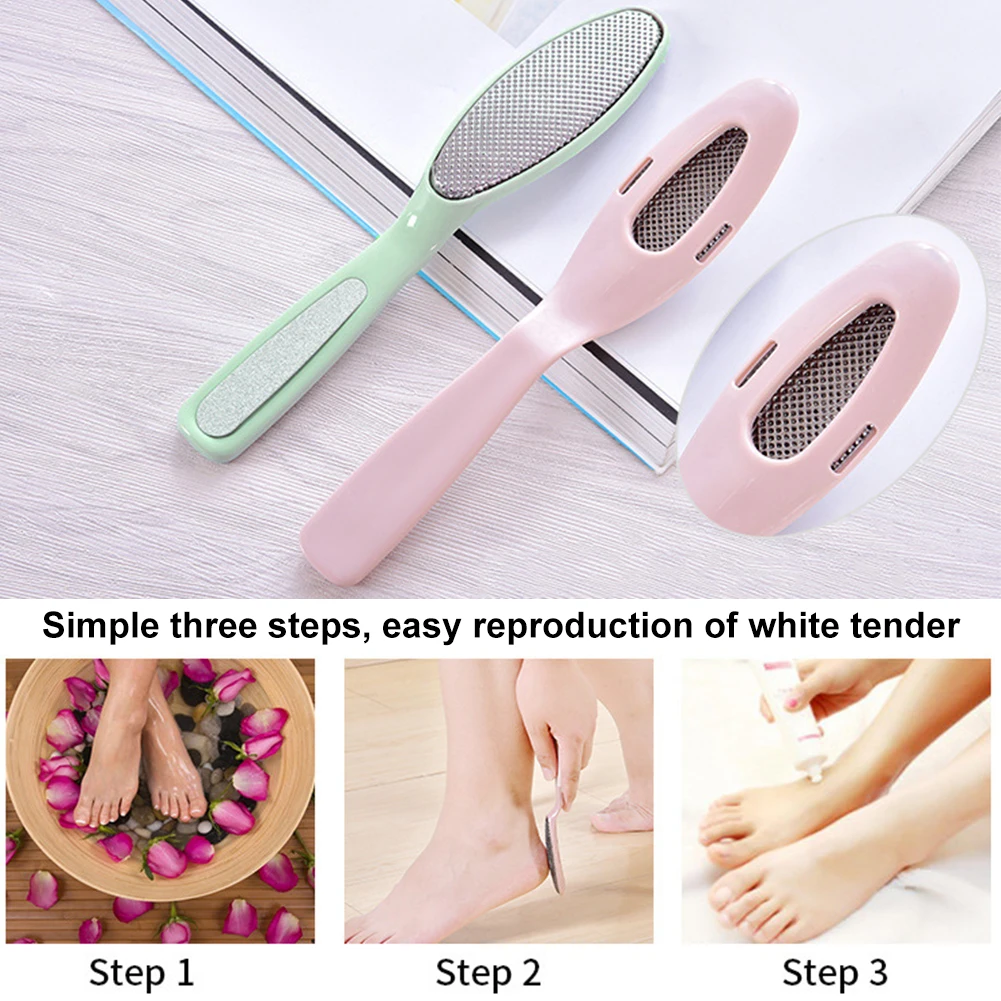 

No Hurt Dead Skin Rough Foot Rasp Pedicure Portable Callus Remove Exfoliate Oval Shape Long Handle Scrub Stainless Steel Grater#