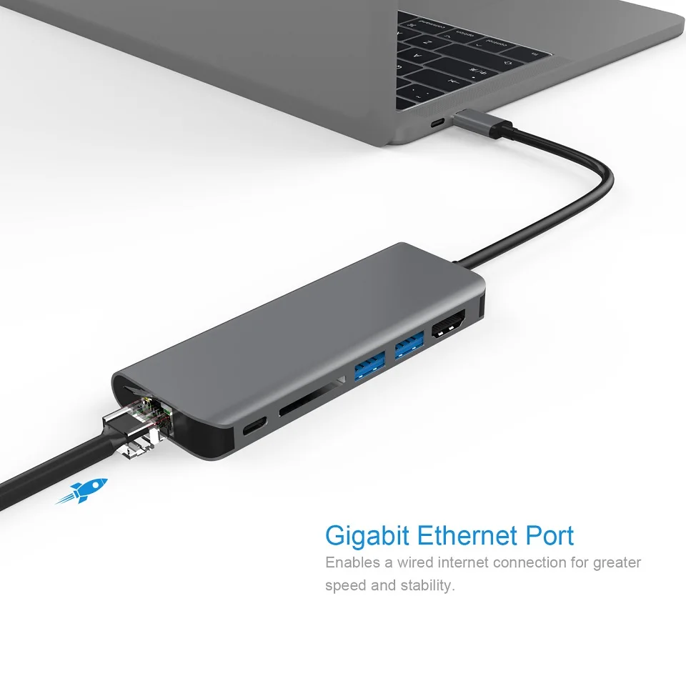 JZYuan док-станция для ноутбука Macbook USB C Etehernet LAN HDMI USB 3,0 type C зарядная док-станция для samsung S9 S8 huawei P20