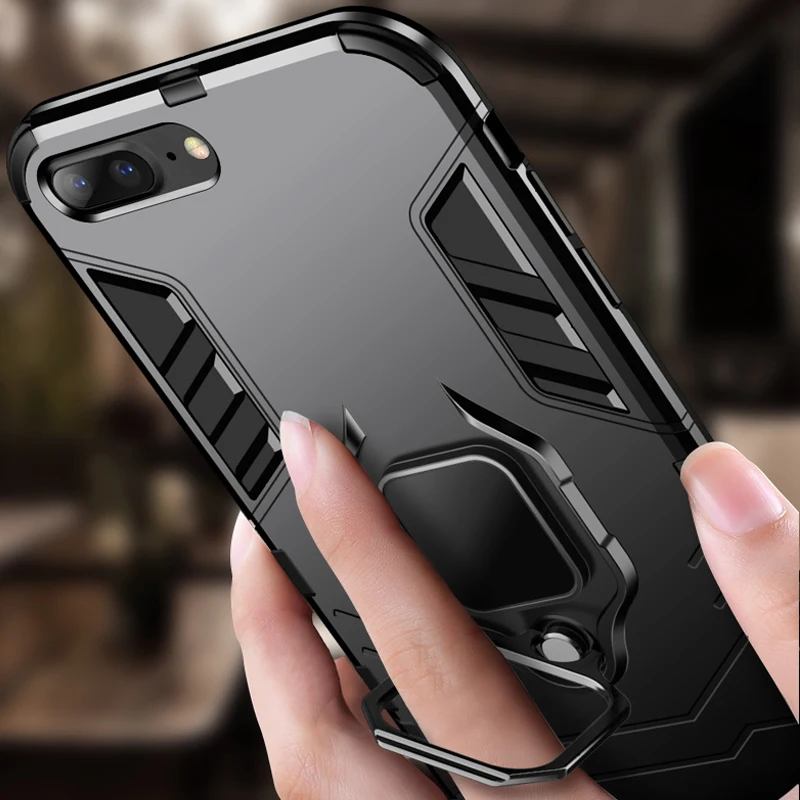 

Luxury phone cases For iPhone 7 case Shockproof armor Cover For iphone X case 6 6s 7 8 plus 5 5s SE with car ring holder stand