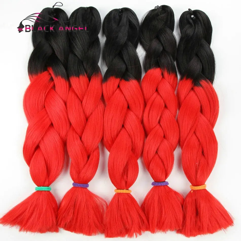 Xpressions Kanekalon Braiding Hair Ombre Black And Red Color 32Inch