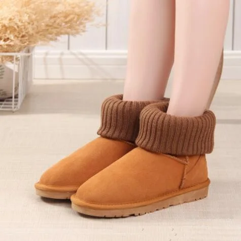 

High Quality Ugs Australia Boots Women Cow Suede Leather Winter Warm Outdoor Ankle Boots Brand Ivg Women's Plus Size EU43 44 45
