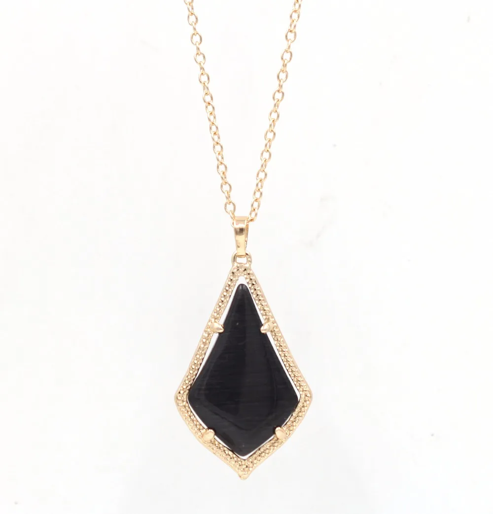 Black Кошачий глаз капли воды кулон ожерелье для женщин - Окраска металла: Black