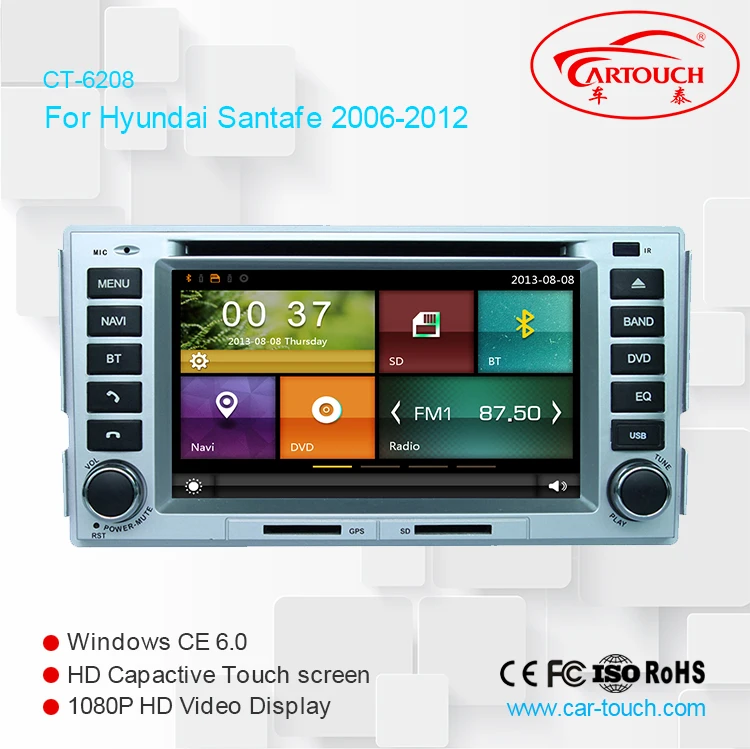 Автомобильный DVD плеер для HYUNDAI/SANTA FE 6 2 2006 два Din 2012 дюйма с GPS навигацией Bluetooth 1080P