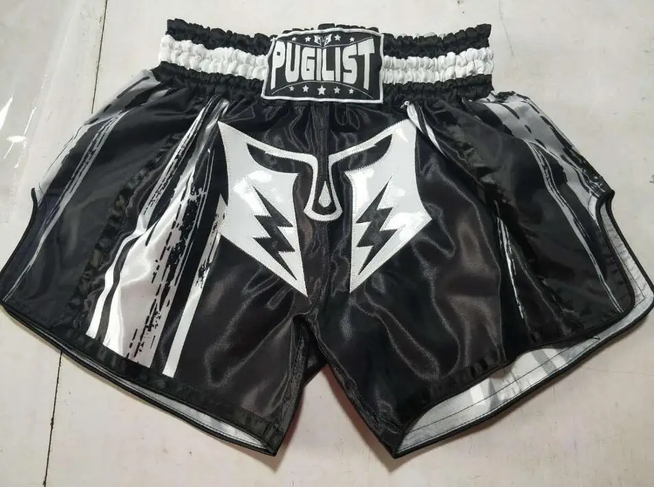 PUGILIST thai-black thai-pants шорты mma шорты для единоборств Бодибилдинг боевые искусства тренировочные боксеры - Цвет: Черный