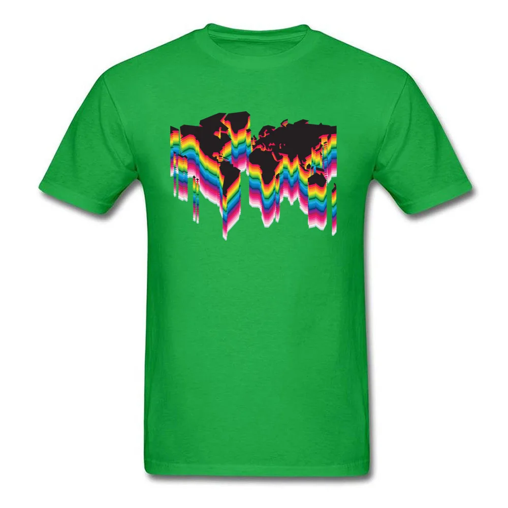 Printing One World Many Colors Crew Neck T Shirts Father Day Tops Tees Short Sleeve for Men Faddish 100% Cotton Top T-shirts One World Many Colors green