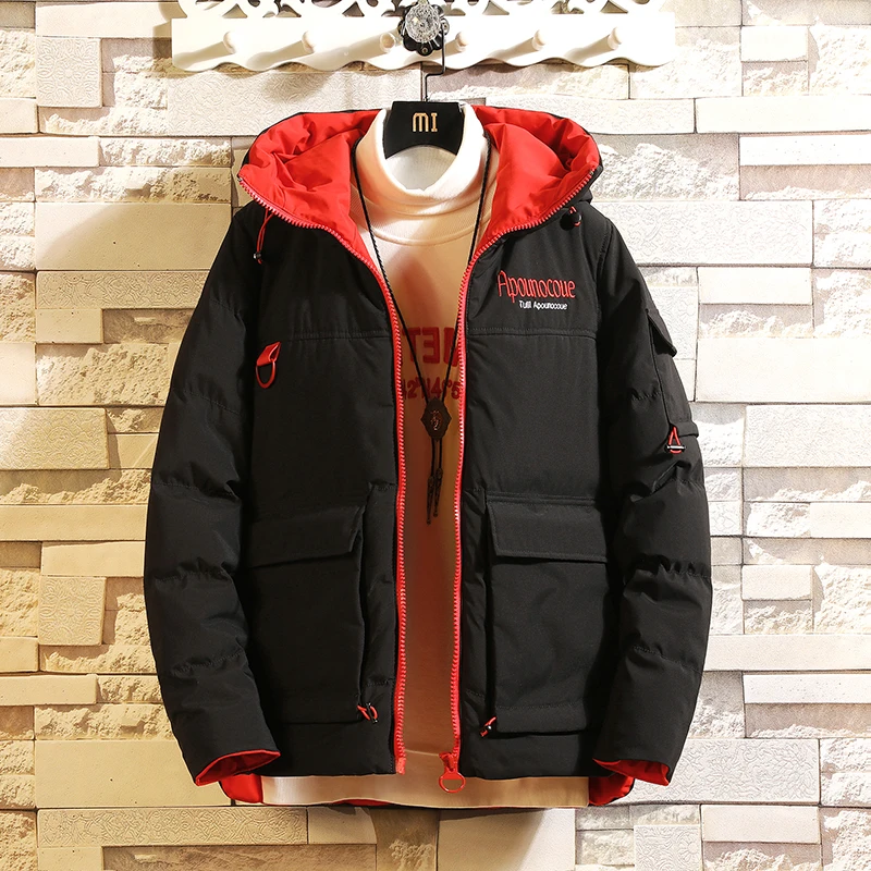 

Mens winter Thick Warm Jackets Mens Fashion Casual Loose Parkas Coats Tooling Warm Outwears High Qutlity Cotton Hooded Jackets