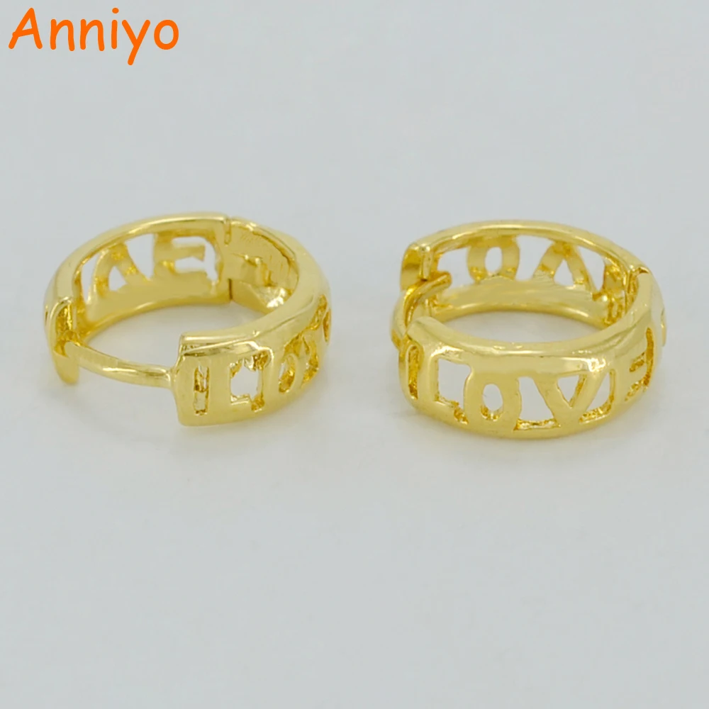 

Anniyo Little Love Earrings for Women Gold Color Africa Small Sutd Earrings Girls Arab Jewelry Mom/Wife's Gift #032406