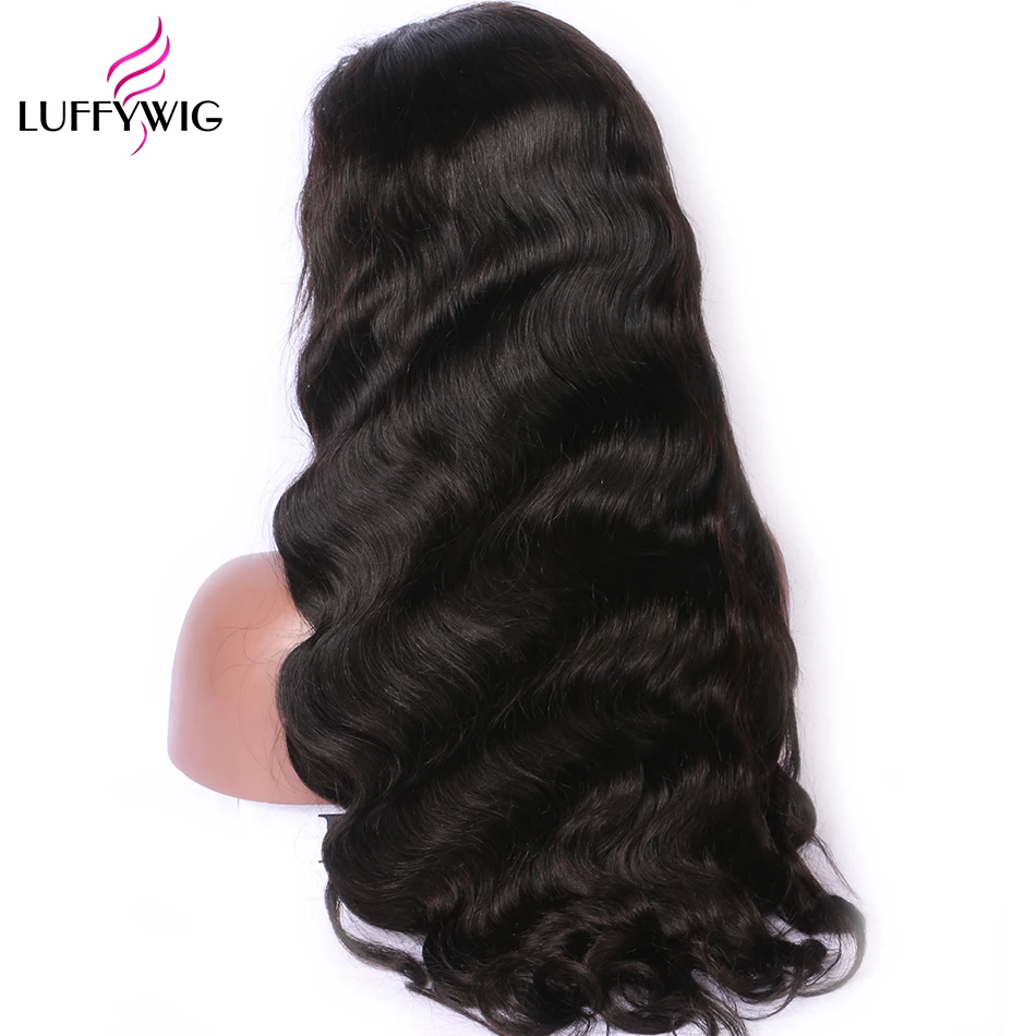 Luffyhair 250% плотность Волосы remy объемная волна 13x6 Синтетические волосы на кружеве парик бразильские человеческие волосы полные парики натуральный черный предварительно вырезанные