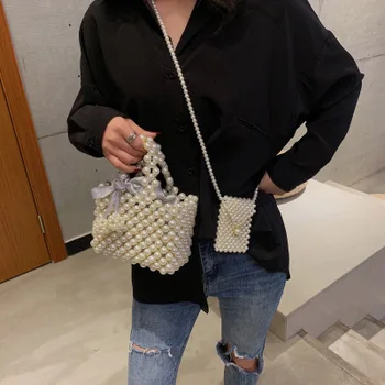 

Fashion Pearl ladies handbag beaded Bag Female Purse Handmade Evening Bag Luxury Shoulder Messenger Crossbody bags for women Tot
