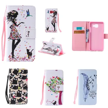 

Cute Cartoon Lovely Cat Tree Girl Wallet Strap Leather Flip Fundas Case For Samsung Galaxy A3 A5 A7 A9 2016 A310 A510 A710 Cover