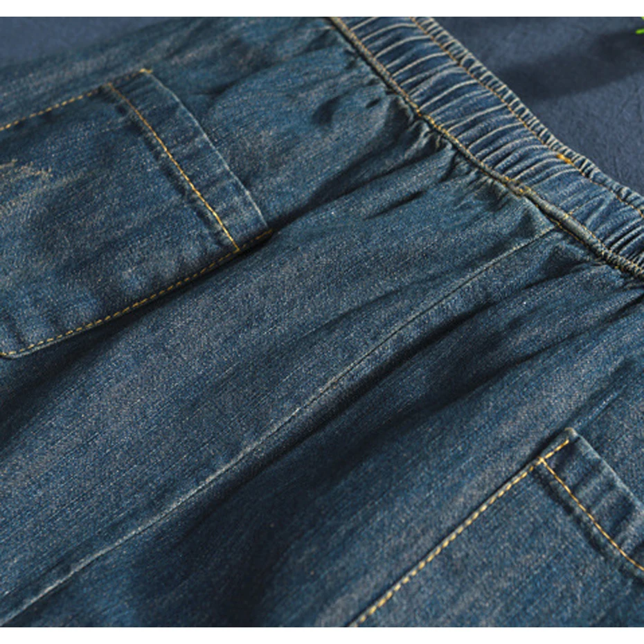 Женская джинсовая юбка ретро винтажная модная длинная свободная юбка с эластичной резинкой на талии вышивка цветочный принт AZ39532824