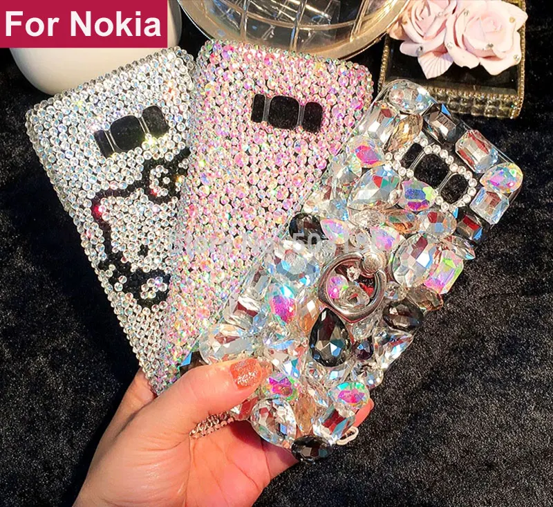 

Full Rhinestone case Diamond cover Frame case For Nokia 1 3 5 6 7 8 9 2018 Plus Sirocco