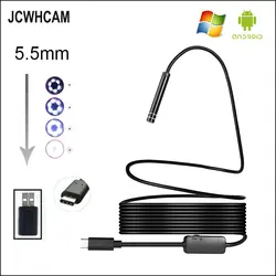 JCWHCAM 5,5 мм Len 6Led 3 м USB TYPE-C Android эндоскопа инспекционной Камера змея Гибкая бороскоп Камера для Android Windows