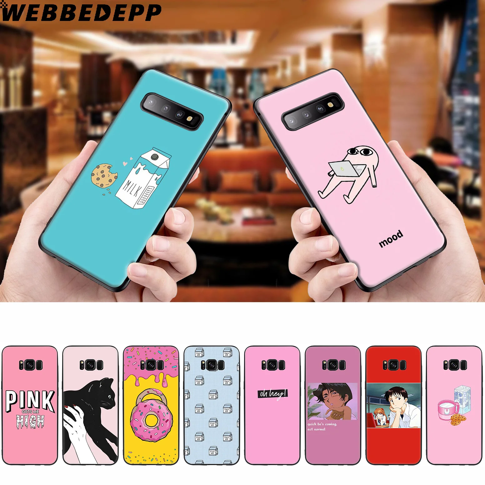 WEBBEDEPP Pink Aesthetics Rose Soft Case for Samsung Galaxy S10 S10e S9 S8 Plus S7 S6 Edge &amp J6 2018 Note 10 9 8 |