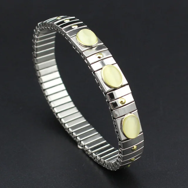 Hapiship 1 комплект женские ювелирные изделия 9 мм ширина нержавеющая сталь опалы эластичный браслет кольцо Размер 7,5 для лучшего друга жены подарок MY05