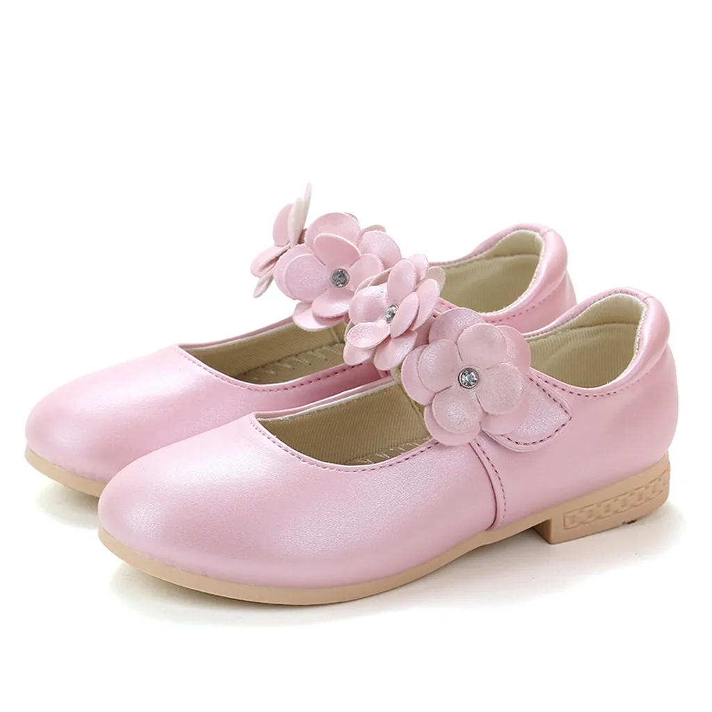 Детская кожаная обувь для маленьких девочек; кожаные вечерние туфли принцессы с цветами; Chaussure Enfant fille mariage