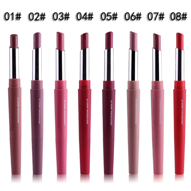 

2 in 1 Waterproof 12 Color Double-end Lipsticks Lasting Lipliner Lip Liner Stick Pencil For All Skin Lips Liner Types Drop ship