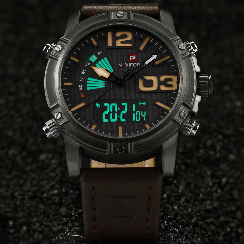 NAVIFORCE мужские часы лучший бренд роскошные кожаные часы Мужские Модные Военные Спортивные Наручные Часы Relogio Masculino часы с коробкой