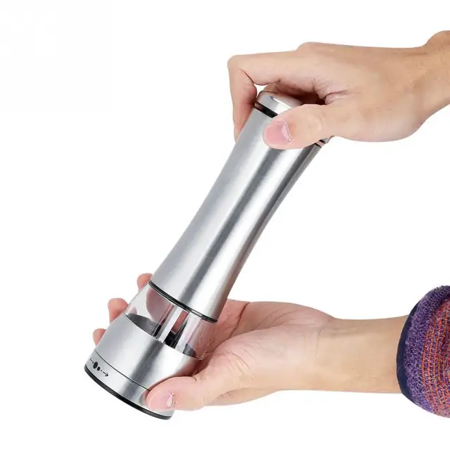 Stainless Steel Electric Salt & Pepper Mill Grinder Adjustable Coarseness Battery Operated Kitchen Accessories Pepper Grinder