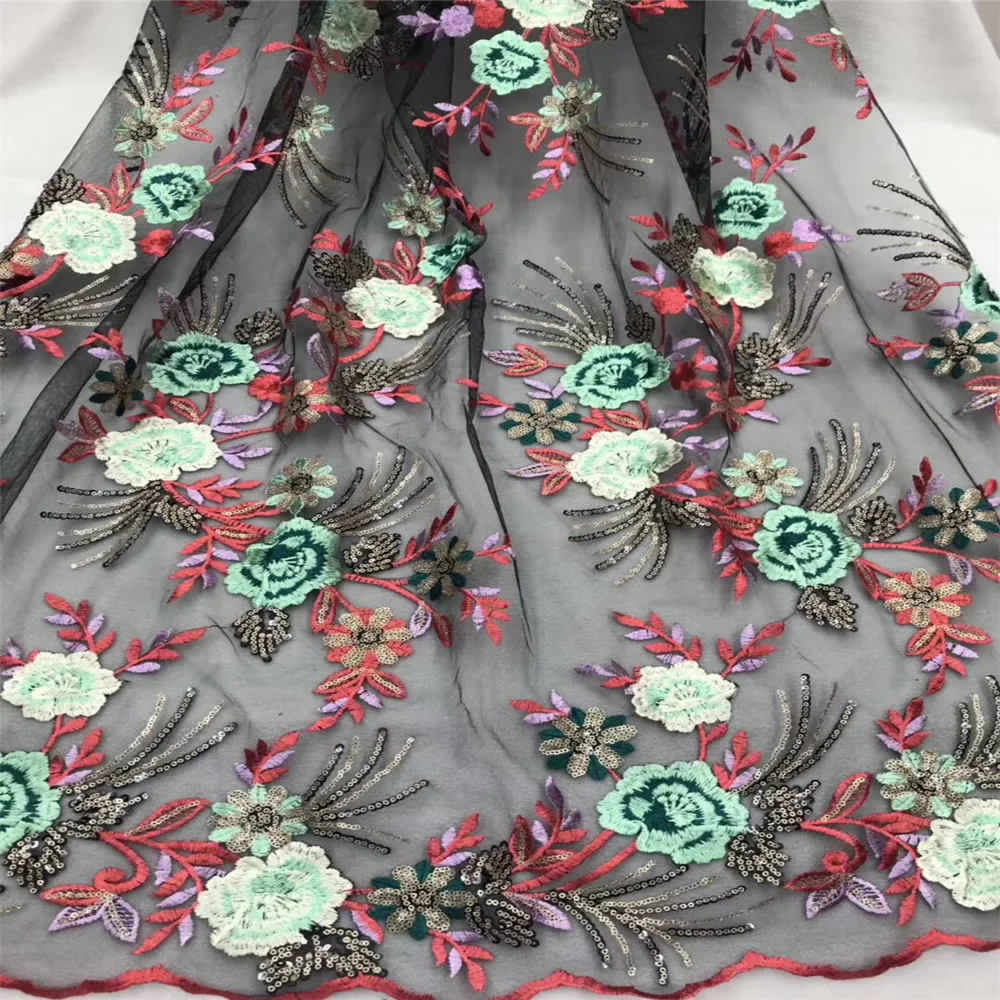 

Nigerian lace fabric 2018 high quality lace best selling 2018 products 3d flower Sequin fabric for dress X343-2