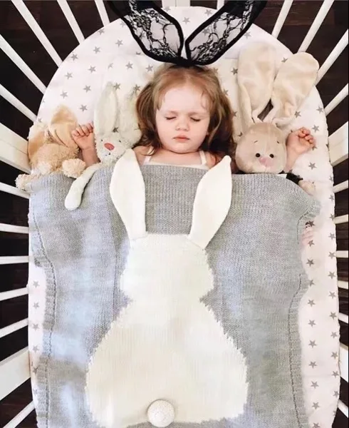 Knitted Cotton Baby Throw Couch Cover Blanket Ear of
