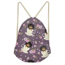 THIKIN такса узор шнурок сумки Лабрадор корги чашки чай принт для женщин прочный ежедневная дорожная сумка рюкзаки на заказ