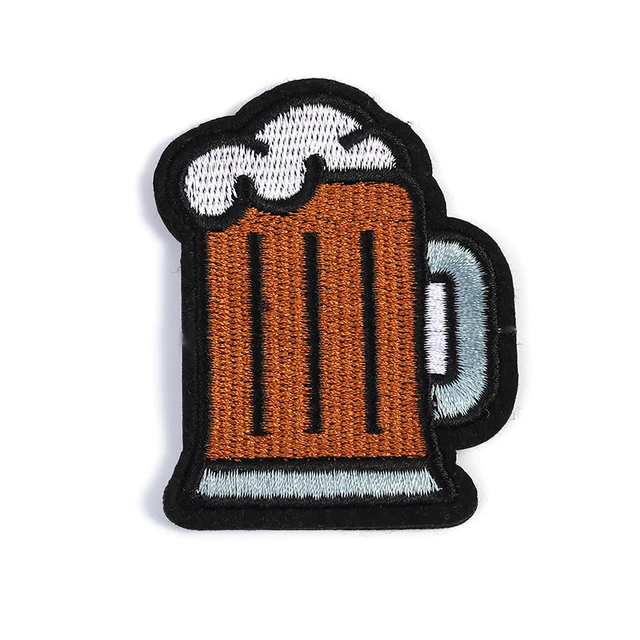 Iron on Patches for Clothing Drink Beer Patch Fabric Badge Embroidered Stripes Appliques For
