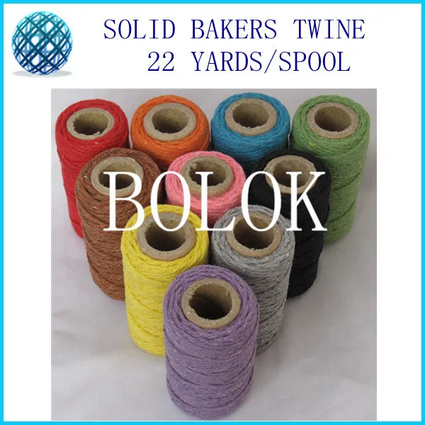 

10 color Solid baker twine 2pcs/lot (22yards/spool) 2mm 12 ply DIY twine,plain cotton twine wholesales