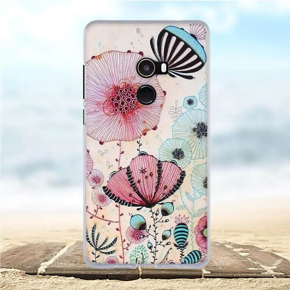 Чехол для Xiaomi mi mix 2 / Mi Mix Evo мягкий силиконовый чехол из ТПУ 3D Цветочный mix2 m чехлы
