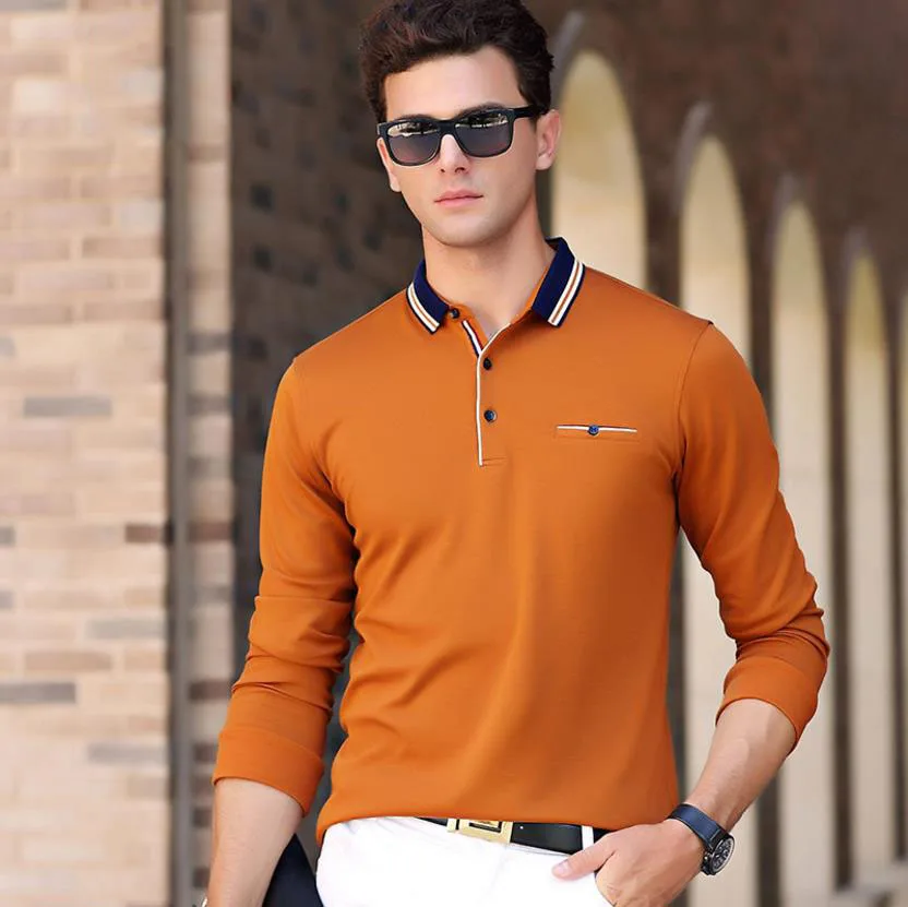 Aliexpress.com : Buy Autumn new long sleeved men's solid polo shirt ...