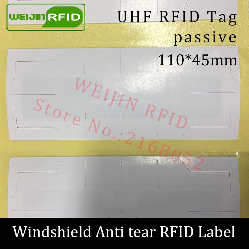 RFID tag UHF sticker vehicle windshield EPC 6C 915m 868m 860-960M Alien Higgs3 anti-tear adhensive passive printable RFID label