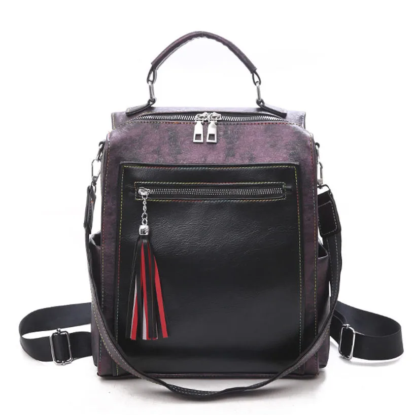 2019 женские кожаные рюкзаки винтажная женская сумка на плечо с кисточками дорожный женский рюкзак Mochilas школьные рюкзаки для девочек