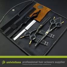 5.5 hot black hair scissors hairdressing scissors cabelereiro teflon scissors thinning shears haircut kit for hairdressers set цена 5.5 hot black hair scissors hairdressing scissors cabelereiro teflon scissors thinning shears haircut kit for hairdressers set цены онлайн