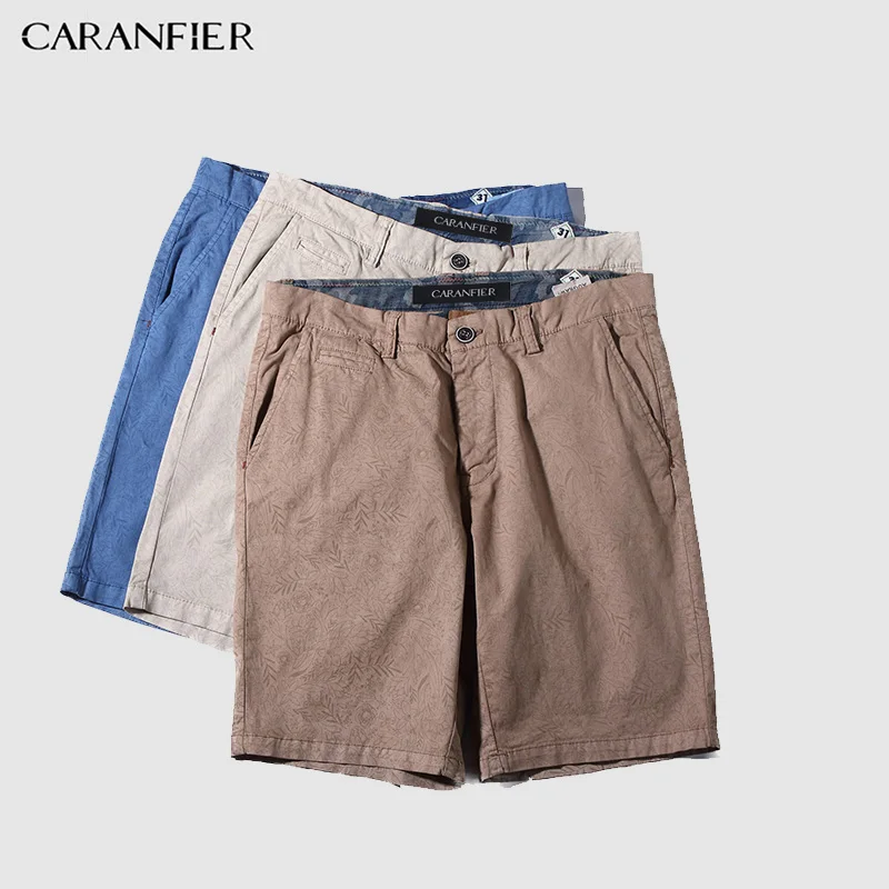 Новые летние мужские шорты CARANFIER повседневные из 100% хлопка с принтом пляжные