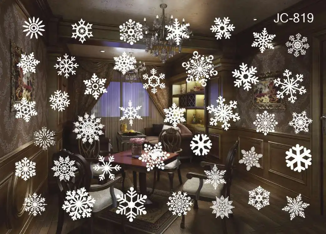 Мультяшные рождественские наклейки для витрины, съемные Санта Клаус Снеговик, домашний декор, наклейка, клей, ПВХ, на год, стеклянная Фреска