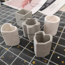  Round Mini Pot Concrete Silicone Mold Square Pen Container Candle Holder Plaster Gypsum Mould Pencil Vase Cement Clay Molds 
