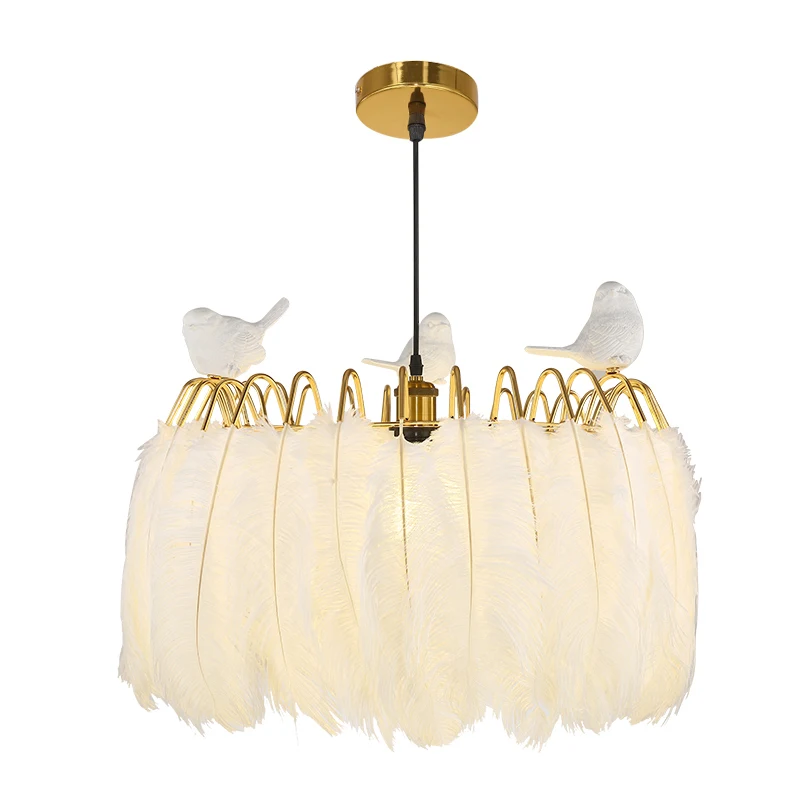 

TRAZOS Glod Fashional super thin Modern chandeliers circle Feather led chandelier light for indoor lighting 50CM 60CM