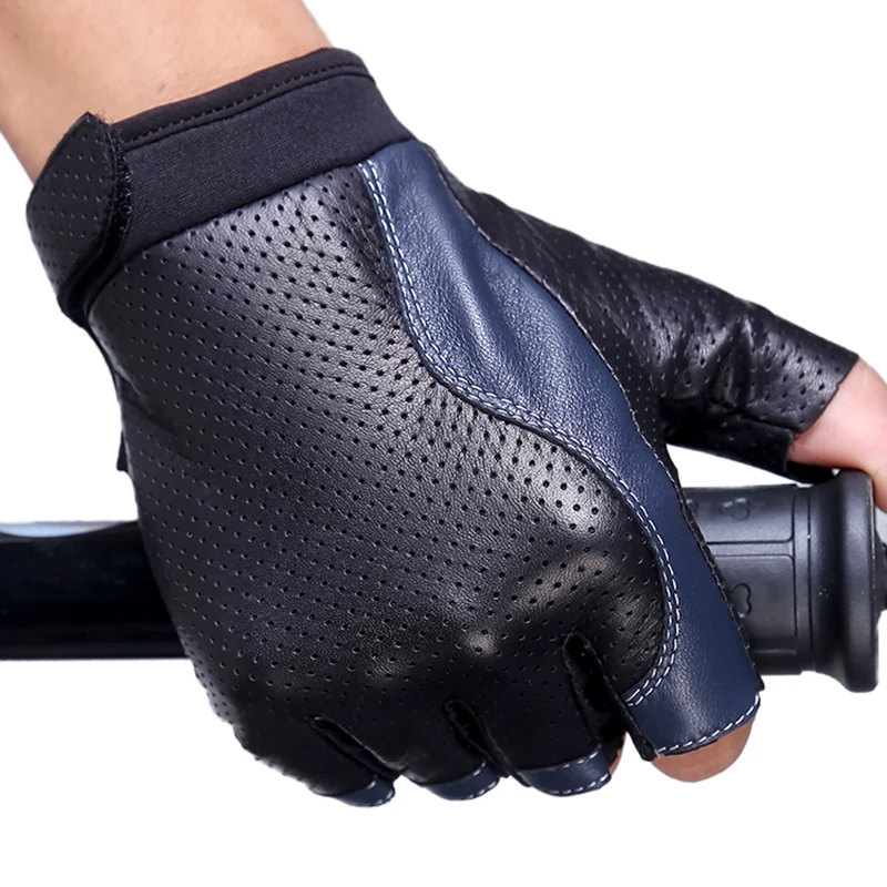 Genuine Leather Gloves Semi-Finger Spring And Autumn Gulps Half Ride Outdoor Fitness Slip-Resistant Hiking Leather Gloves 