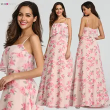 Платье подружки невесты из шифона с цветочным принтом в стиле Ever Pretty; коллекция года; длинное платье без бретелек в пляжном стиле для гостей на свадьбу; EP07237