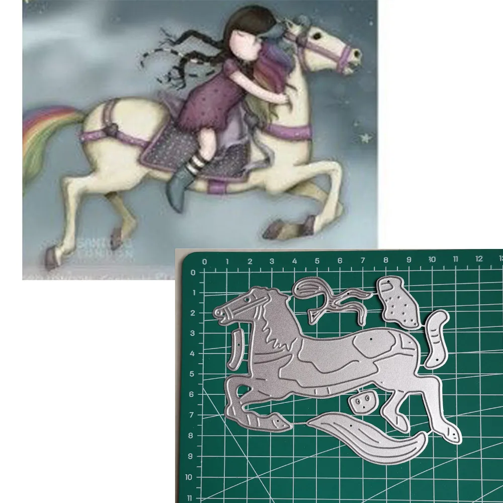 

Metal Cutting Dies Little doll White horse 2019 Scrapbooking Craft Dies Cut Stamps Embossing Stencils Invitation Card