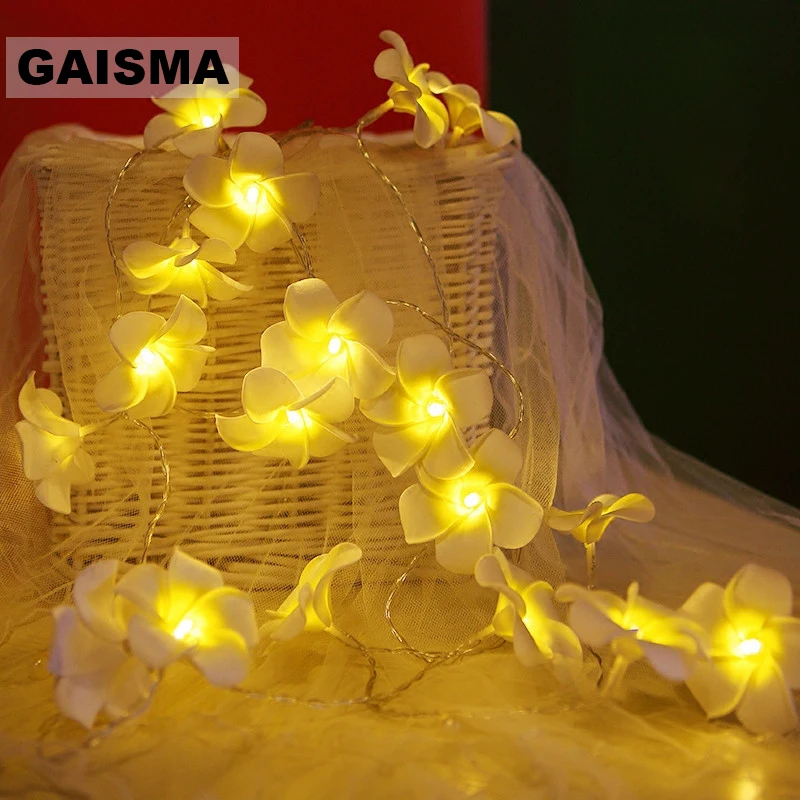 

10M 100 Frangipani Fairy Lights LED Garland Christmas Decoration String Lights Wedding Lighting For Holiday Party Home Bedroom