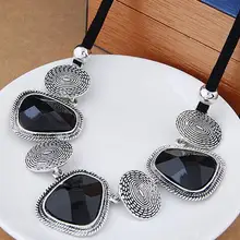 MX0241 Прилив металлические дорогостоящие gem краткое ожерелье Аксессуары кулон Черный Камень Кожа Геометрическая Кожаный ошейник ожерелья