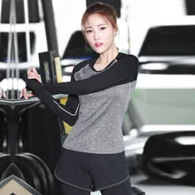 Рубашка для йоги Женская для фитнеса, бега, занятий спортом футболка, тренажерный зал быстросохнущие упражнения с длинным рукавом Топы