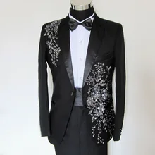 Мастер костюмы торжественное платье костюм Мода Для мужчин Черный, красный, белый цвета палитры тонкий костюм певец DJ Костюмы комплект Блейзер брюки