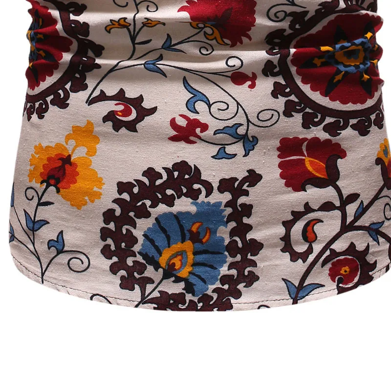 Мужской Национальный стиль, Молодежная Осенняя Повседневная дышащая льняная рубашка с длинными рукавами, рубашка со стоячим воротником и цветочным принтом, европейский размер S-2