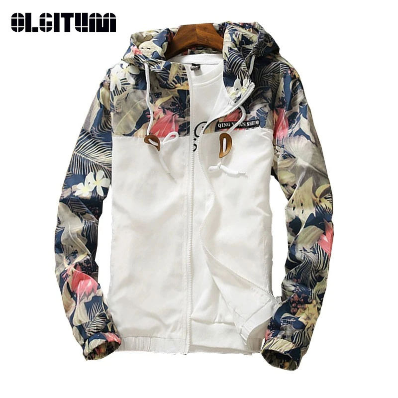 

2019 Women Hooded Jackets Spring Causal Windbreaker Women Basic Jackets Print Zipper Lightweight Jackets Bomber Female Outwear