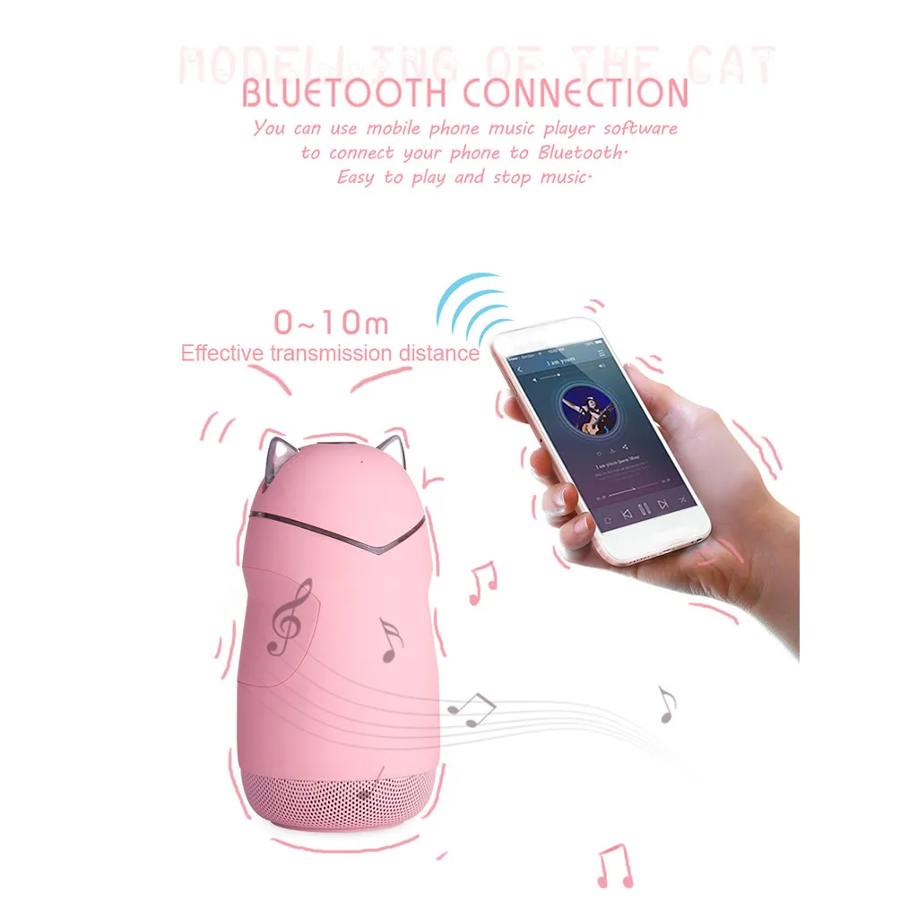 VOBERRY мини Котенок 3D Bluetooth Портативный мультфильм открытый динамик музыкальный
